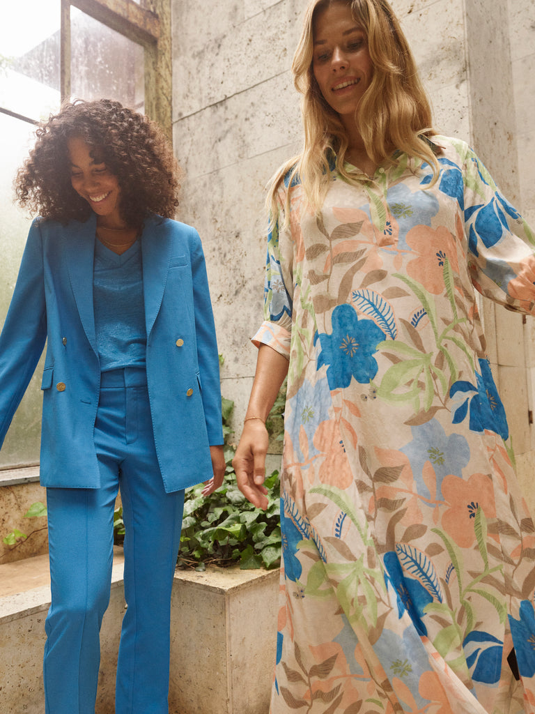 Mosmosh Rylee Botanic Floral Print Long Shirt Dress - Birch