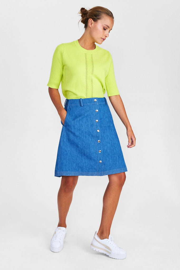 Numph Nurina A-Line Denim Skirt With Buttons