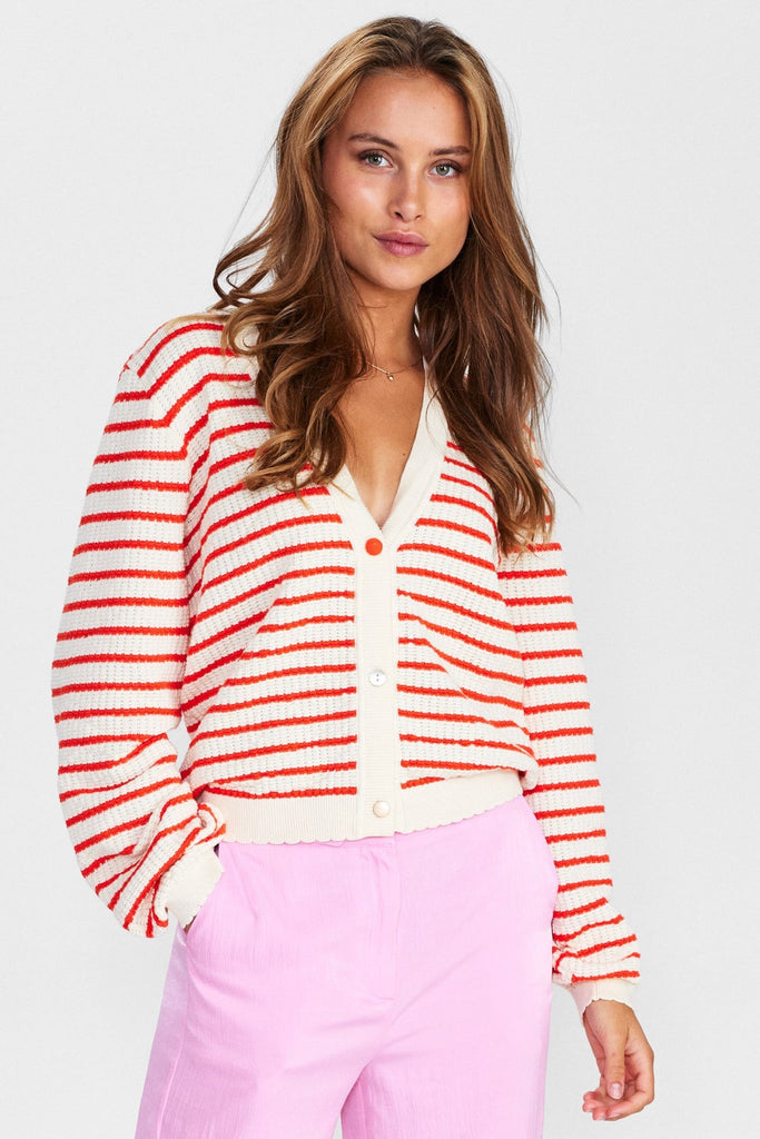Numph Orange/Cream Striped Cardigan
