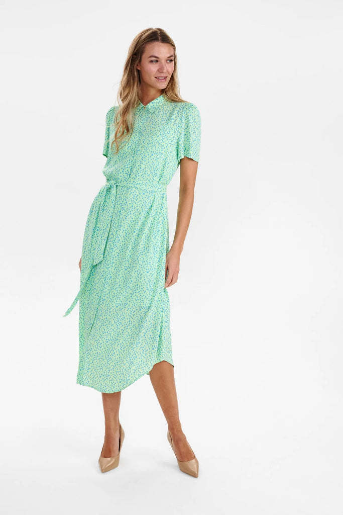 Numph Nulydia Patina Green Print Shirt Dress
