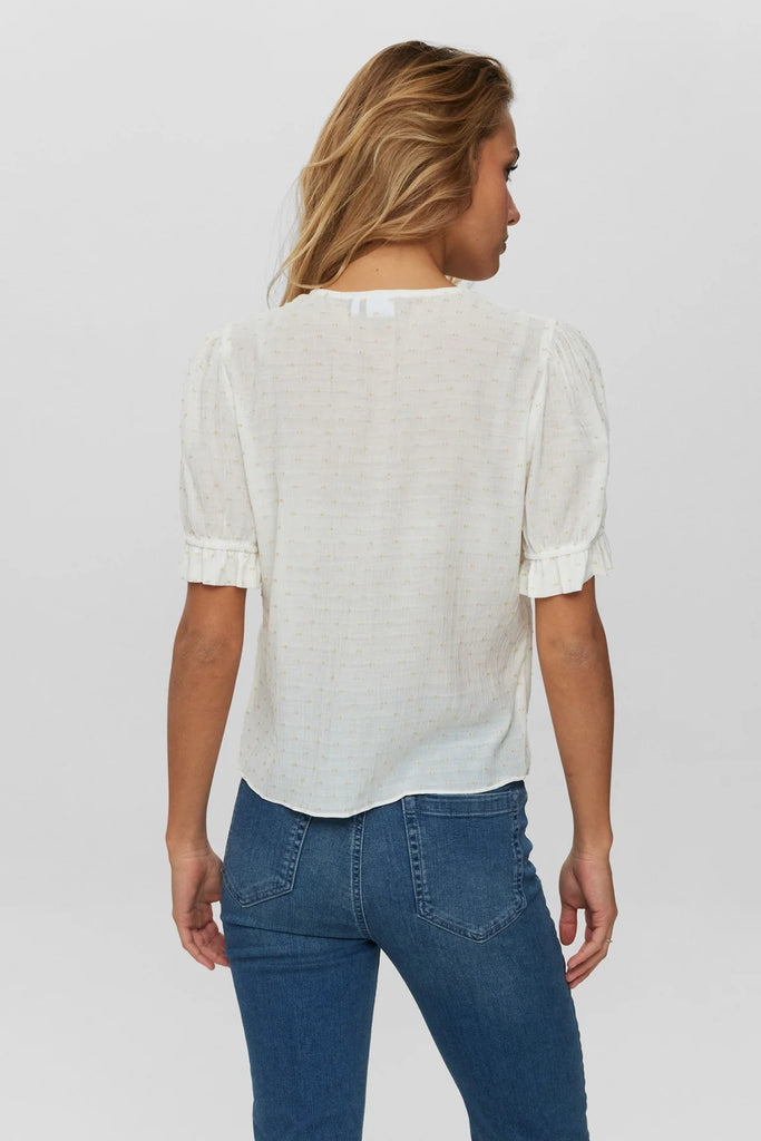 Numph Nuramona White Adjustable Ruched Blouse From back