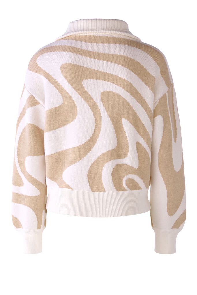 Oui Cream/Beige Swirl Half Zip Jumper From The Back