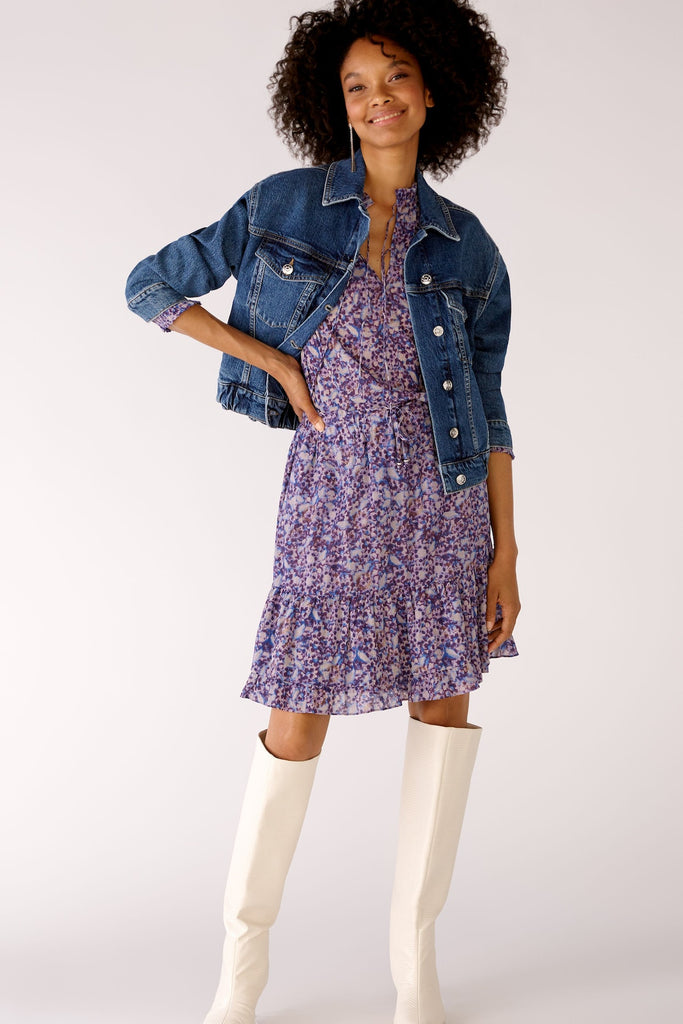 Oui Lilac Floral Print Layer Skirt