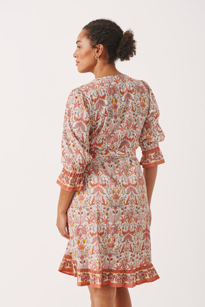 Part Two Saria Rose Retro Floral Print Wrap Dress From Back