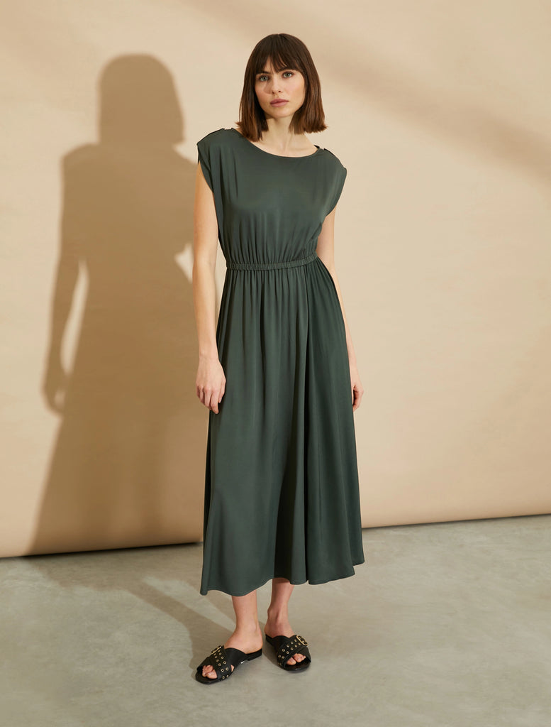 Penny Black Arcata Green Flared Midi Dress With Cap Sleeves