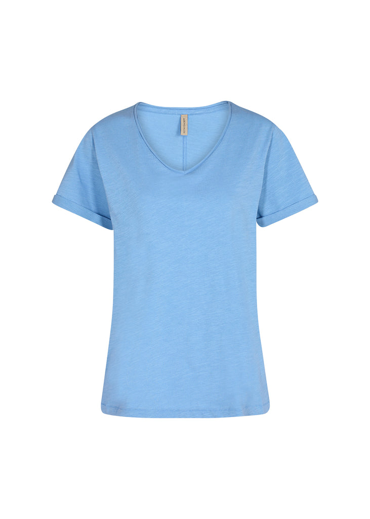 Soyaconcept Babette Blue V-neck Basic Cotton T-shirt