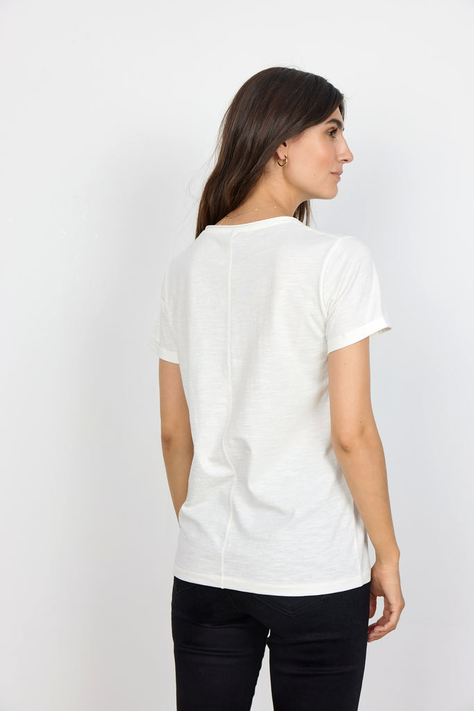 Soyaconcept Babette V-neck Basic Cream Cotton T-shirt