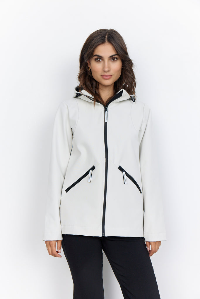 Soyaconcept Julla Short White Zip Up Jacket With Hood